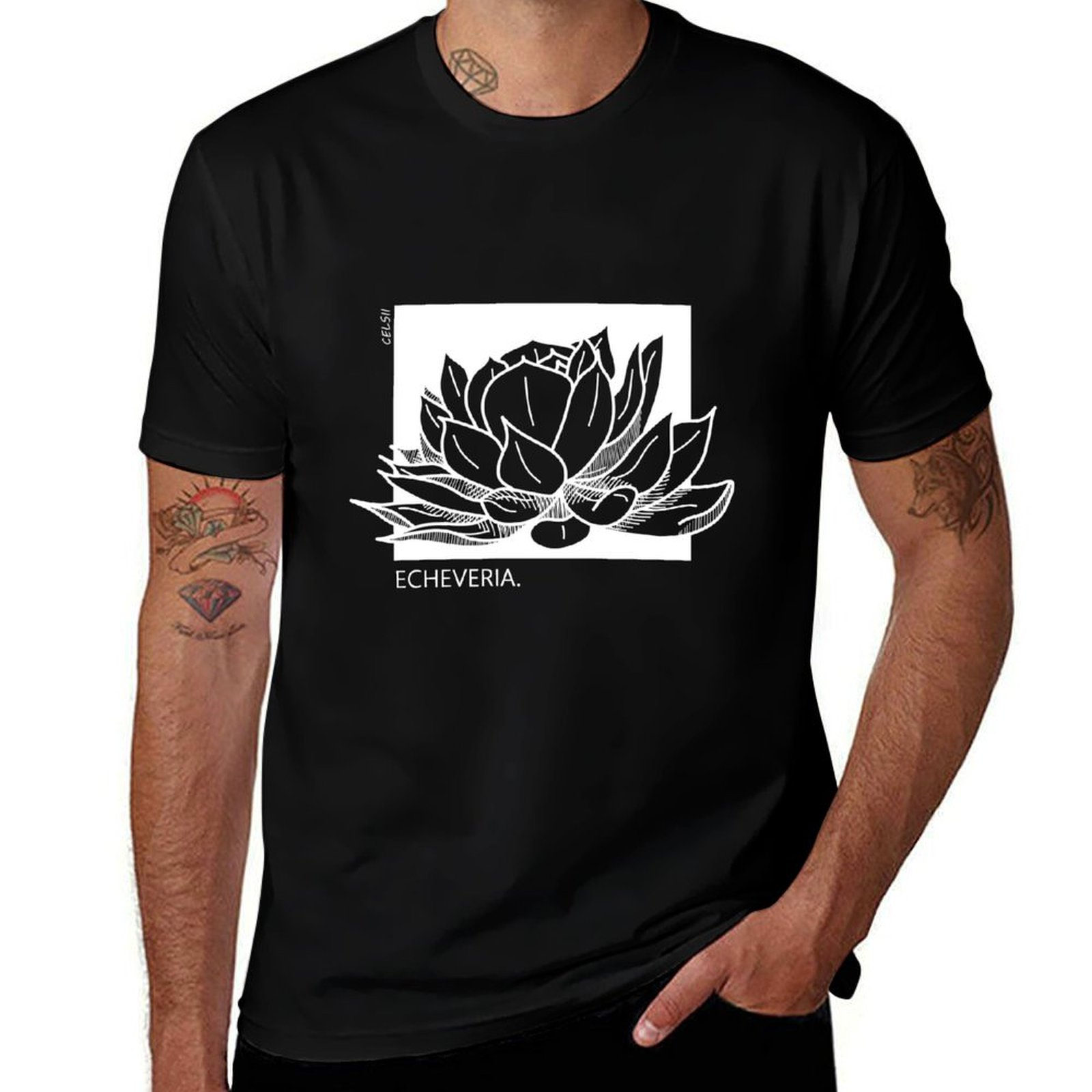 Echeveria Succulent - Echeveria succulent (white) T-Shirt UV Sun