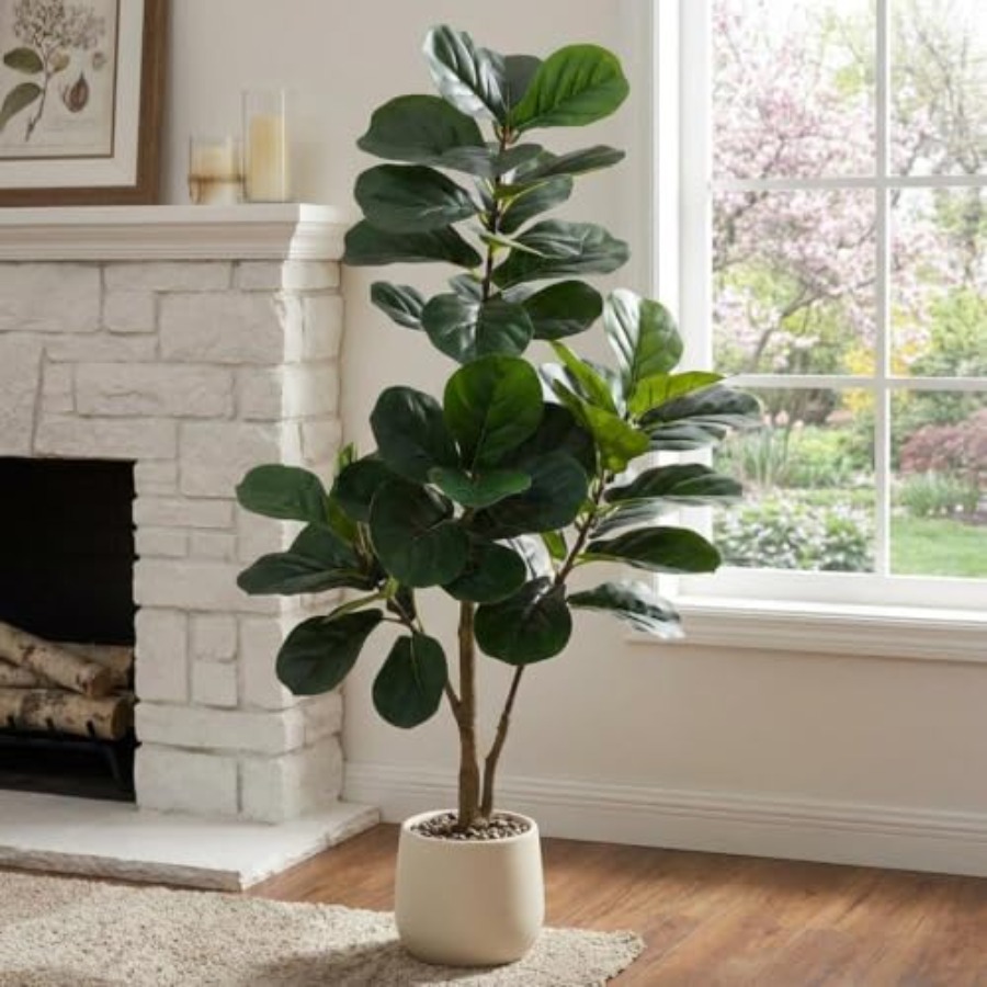 Ficus Lyrata Tree - 4Feet Artificial Fiddle Leaf Fig Tree,