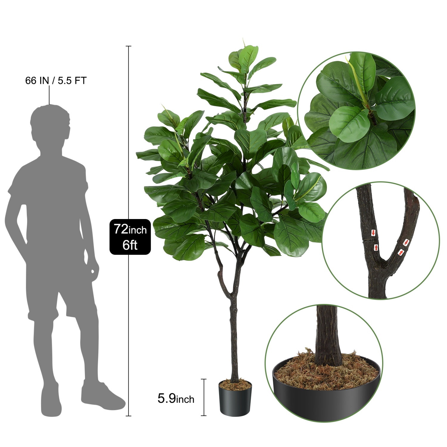 6FT Artificial Fiddle Leaf Fig - Ficus Lyrata Tree 리뷰 및 가격