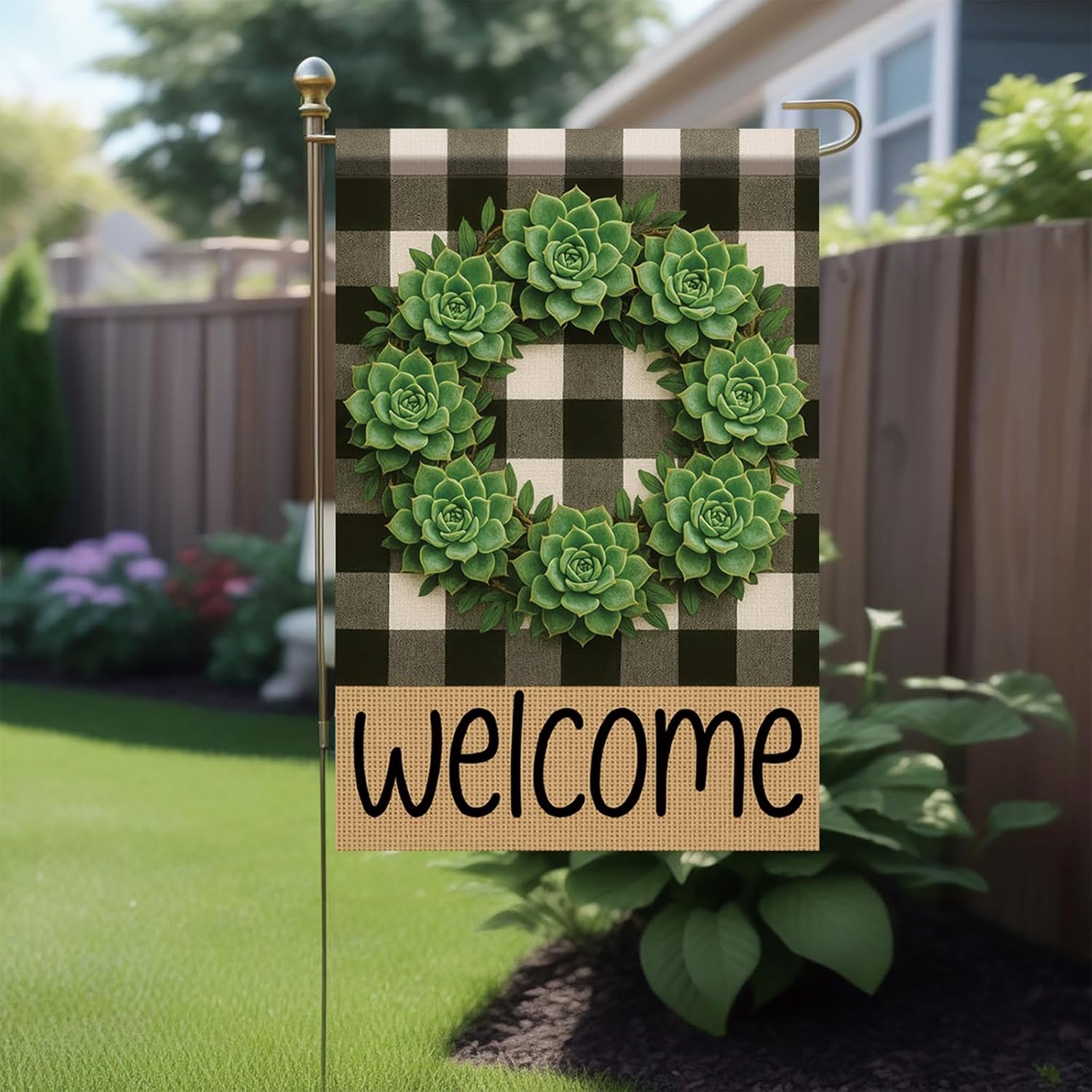 Buffalo Plaid Welcome Wreath G - Echeveria Succulent 리뷰 및 가격
