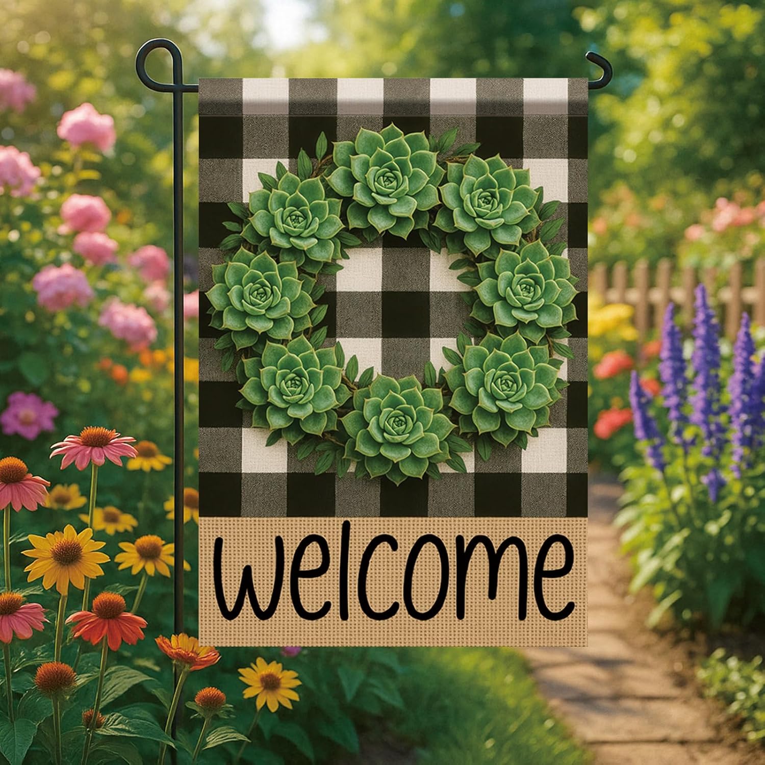 Buffalo Plaid Welcome Wreath G - Echeveria Succulent 리뷰 및 가격
