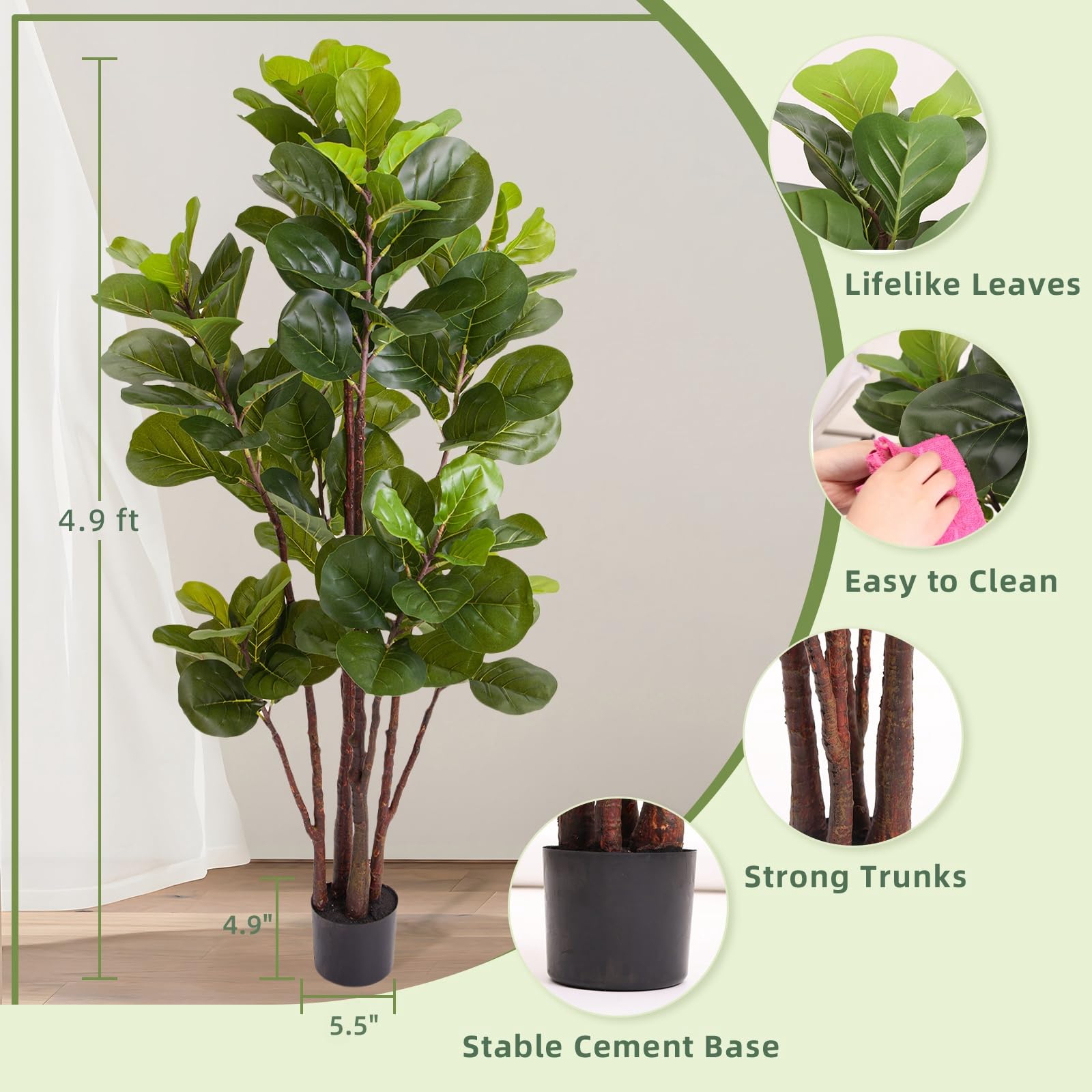 Fiddle Leaf Fig Tree Artificia - Ficus Lyrata Tree 리뷰 및 가격