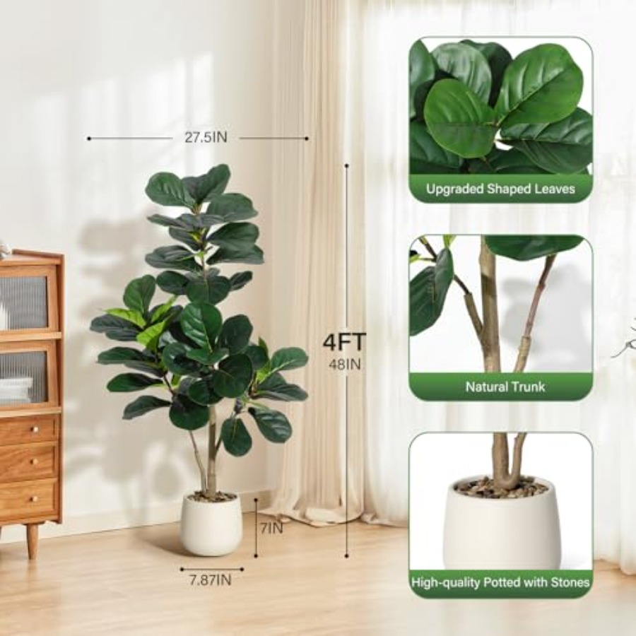 4Feet Artificial Fiddle Leaf F - Ficus Lyrata Tree 리뷰 및 가격