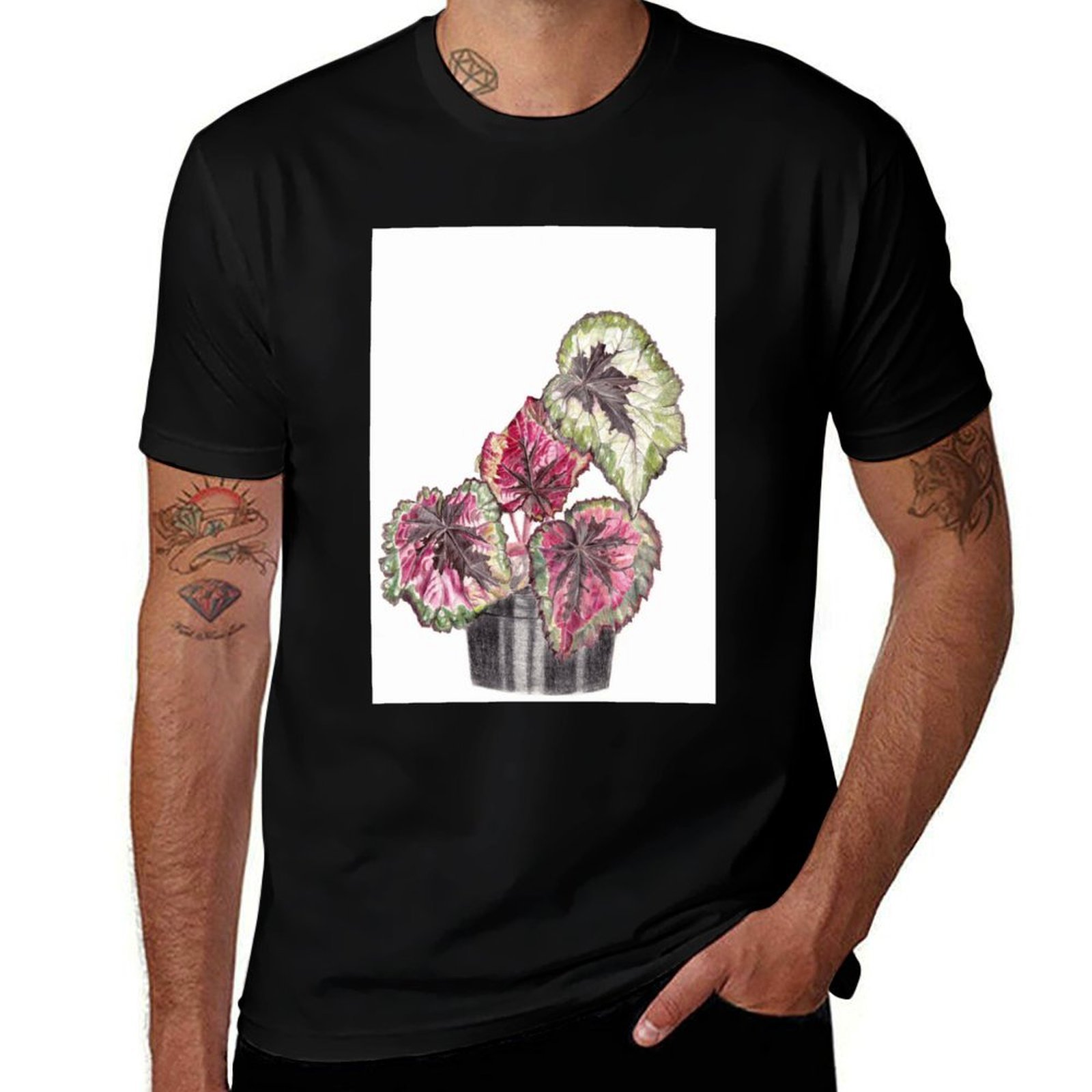 Begonia Rex T-Shirt Simple Gra - Begonia Rex 리뷰 및 가격